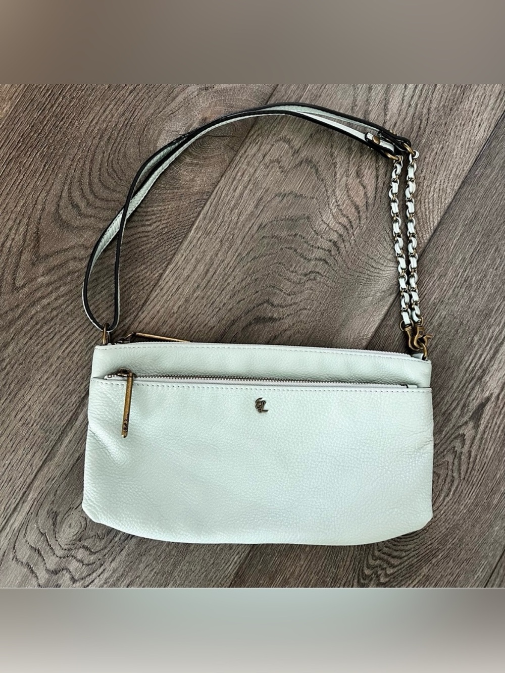 ELLIOTT LUCCA Green Pebbled Leather Crossbody Shoulder Bag